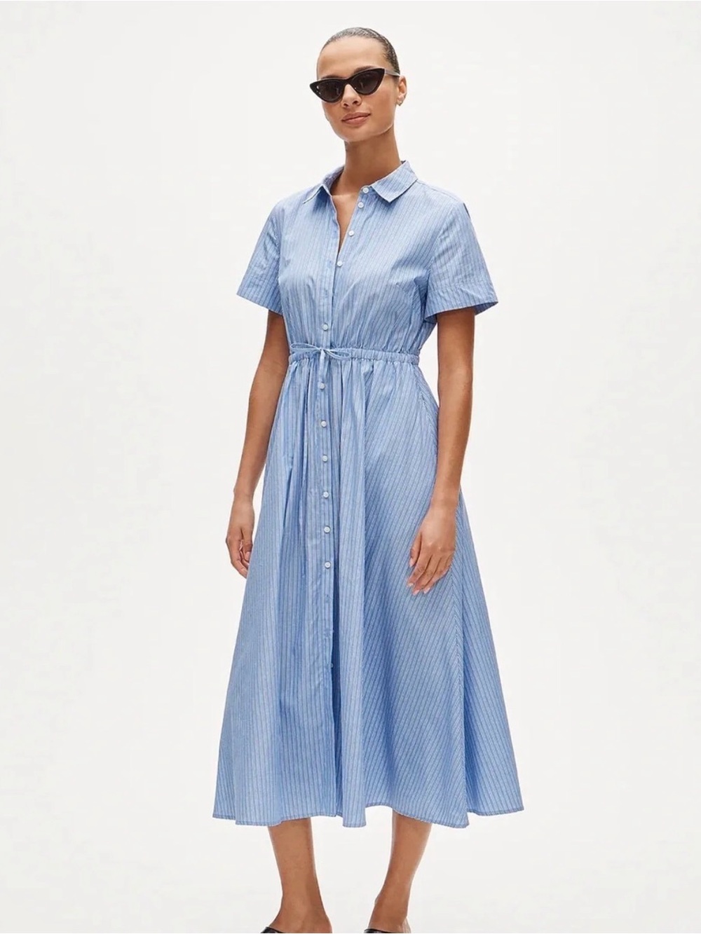 J.Crew Cerise shirt-dress in striped cotton poplin with tie waist
